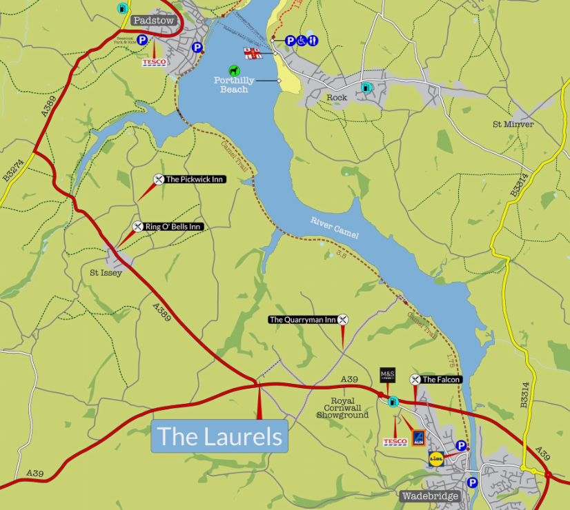 New map into padstow wadebridge